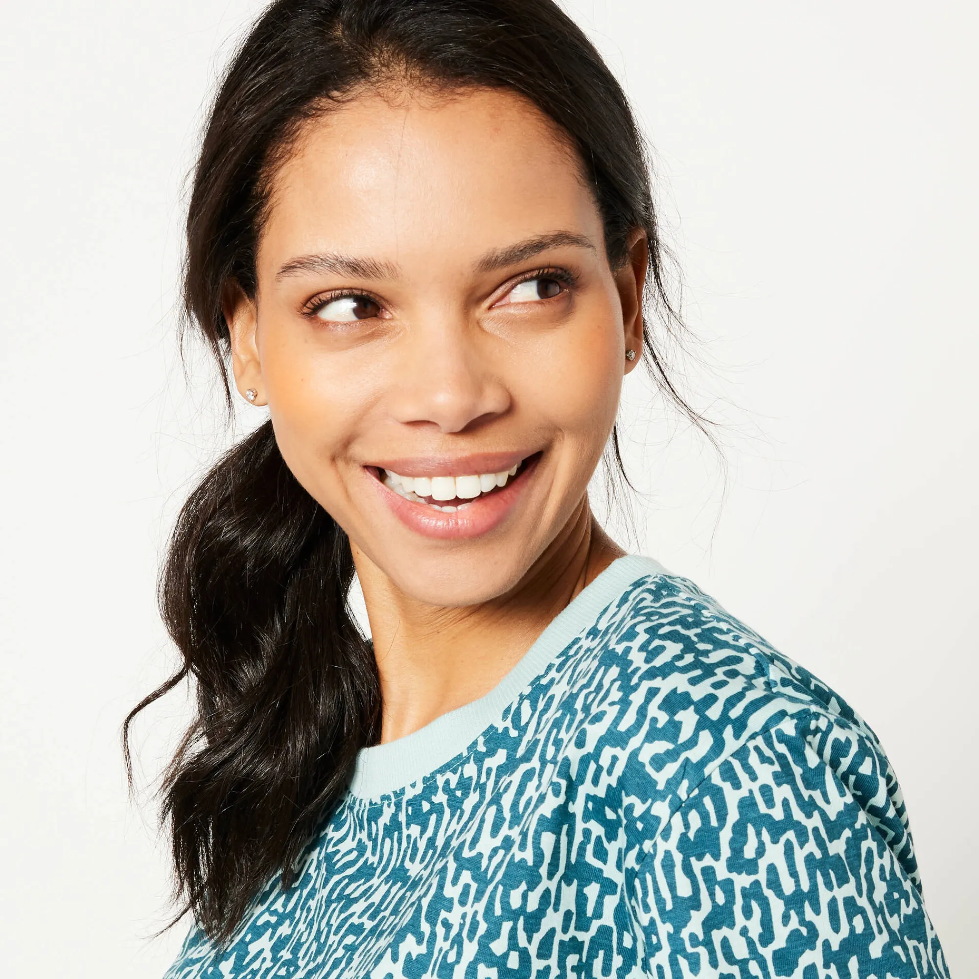 T-Shirt En Topje<Blancheporte Boxy T-shirt, bedrukt eendenblauw