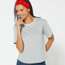T-Shirt En Topje<Blancheporte Boxy T-shirt met ellebooglange mouwen chiné grijs