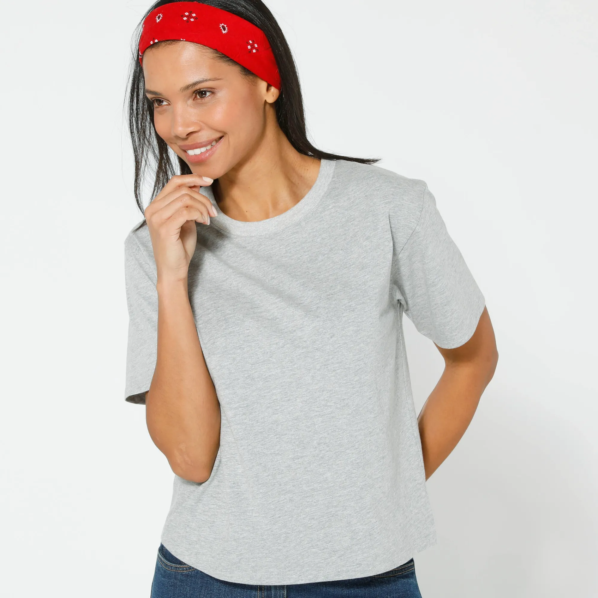 T-Shirt En Topje<Blancheporte Boxy T-shirt met ellebooglange mouwen chiné grijs