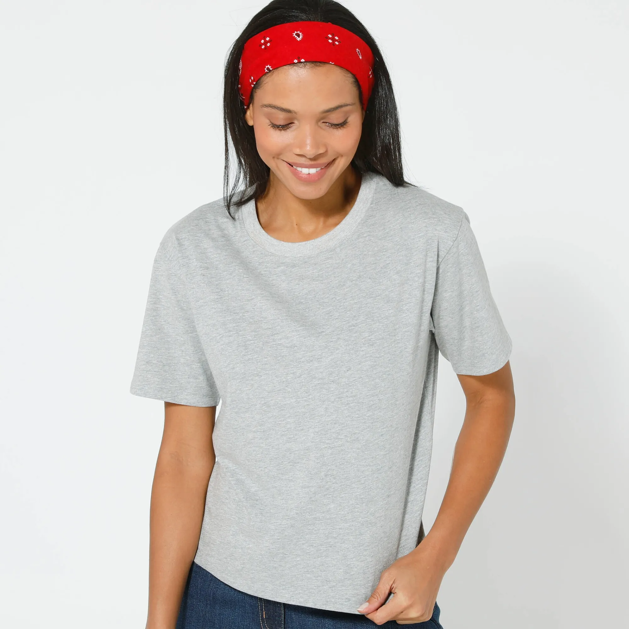 T-Shirt En Topje<Blancheporte Boxy T-shirt met ellebooglange mouwen chiné grijs