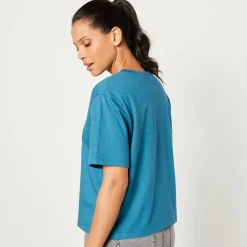 T-Shirt En Topje<Blancheporte Boxy T-shirt met ellebooglange mouwen eendenblauw