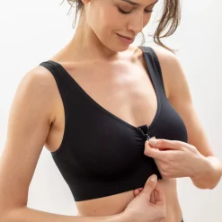 Beha<Blancheporte Brassière microfibre sans armatures, zippée devant - lot de 2 zwart + nude