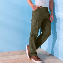 Broek<Blancheporte Broek in cargostijl, elastische gabardine kaki
