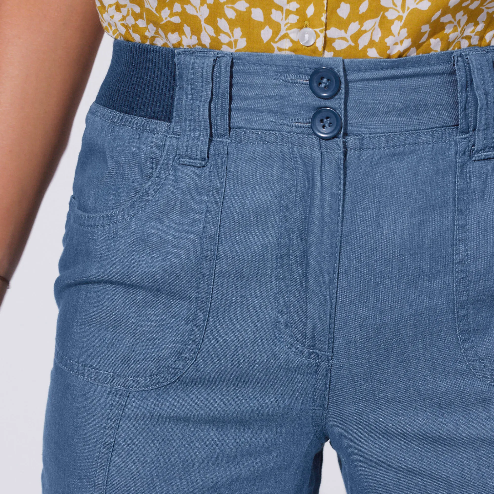 Jeans<Blancheporte 3/4-broek in denim met tricot tailleband stone