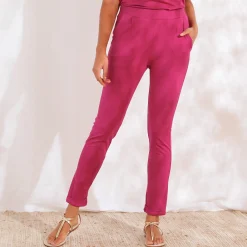 Broek<Blancheporte Broek in effen, soepel tricot met elastische taille violine