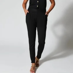 Broek<Blancheporte Broek in effen, soepel tricot met elastische taille zwart