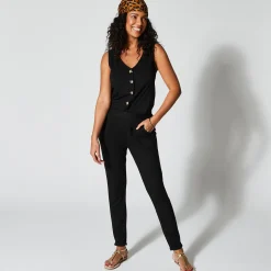 Broek<Blancheporte Broek in effen, soepel tricot met elastische taille zwart