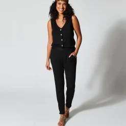 Broek<Blancheporte Broek in effen, soepel tricot met elastische taille zwart