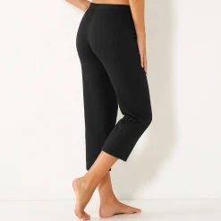 Broek<Blancheporte 7/8-broek in geruwd molton zwart