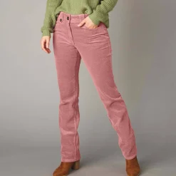 Broek<Blancheporte Broek in ribvelours met recht model grijsroze