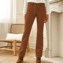 Broek<Blancheporte Broek in ribvelours met recht model karamel