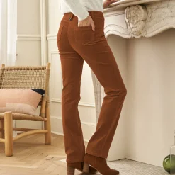 Broek<Blancheporte Broek in ribvelours met recht model karamel