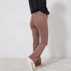 Broek<Blancheporte Broek in ribvelours met recht model taupe