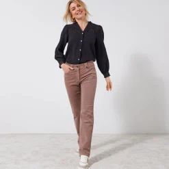 Broek<Blancheporte Broek in ribvelours met recht model taupe