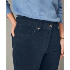Broek<Blancheporte Broek in ribvelours met recht model marine