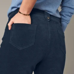 Broek<Blancheporte Broek in ribvelours met recht model marine