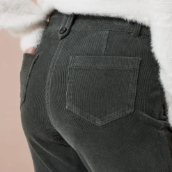 Broek<Blancheporte Broek in ribvelours met recht model donkergroen