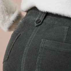 Broek<Blancheporte Broek in ribvelours met recht model donkergroen