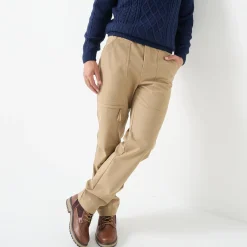Broek<Blancheporte Broek in ripstop met meerdere zakken, binnenkant in microfleece donkerbeige