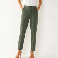 Broek<Blancheporte 7/8-broek in slimmodel, strepenprint kaki
