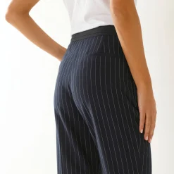 Broek<Blancheporte 7/8-broek in slimmodel, strepenprint marine