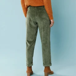 Broek<Blancheporte 7/8-broek in velours, kleine lengtes kaki