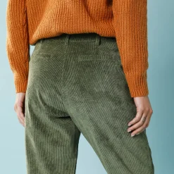 Broek<Blancheporte 7/8-broek in velours, kleine lengtes kaki