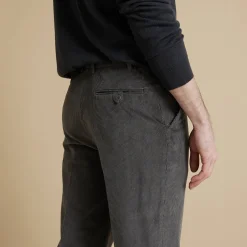 Feestoutfits Heren|Broek<Blancheporte Broek in velours met elastische taille zonder bandplooien grijs