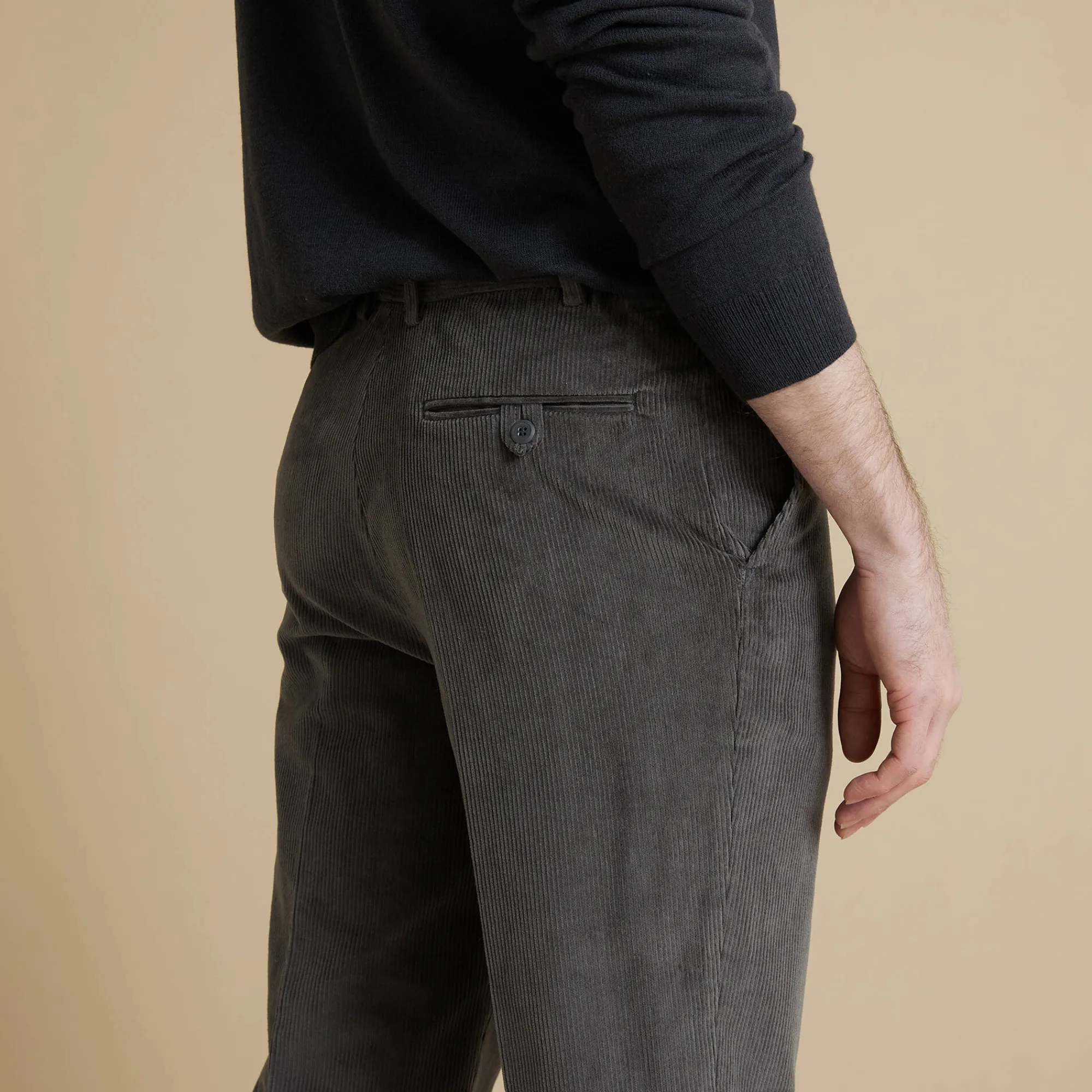 Feestoutfits Heren|Broek<Blancheporte Broek in velours met elastische taille zonder bandplooien grijs