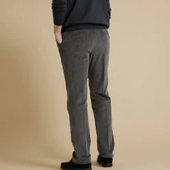 Feestoutfits Heren|Broek<Blancheporte Broek in velours met elastische taille zonder bandplooien grijs