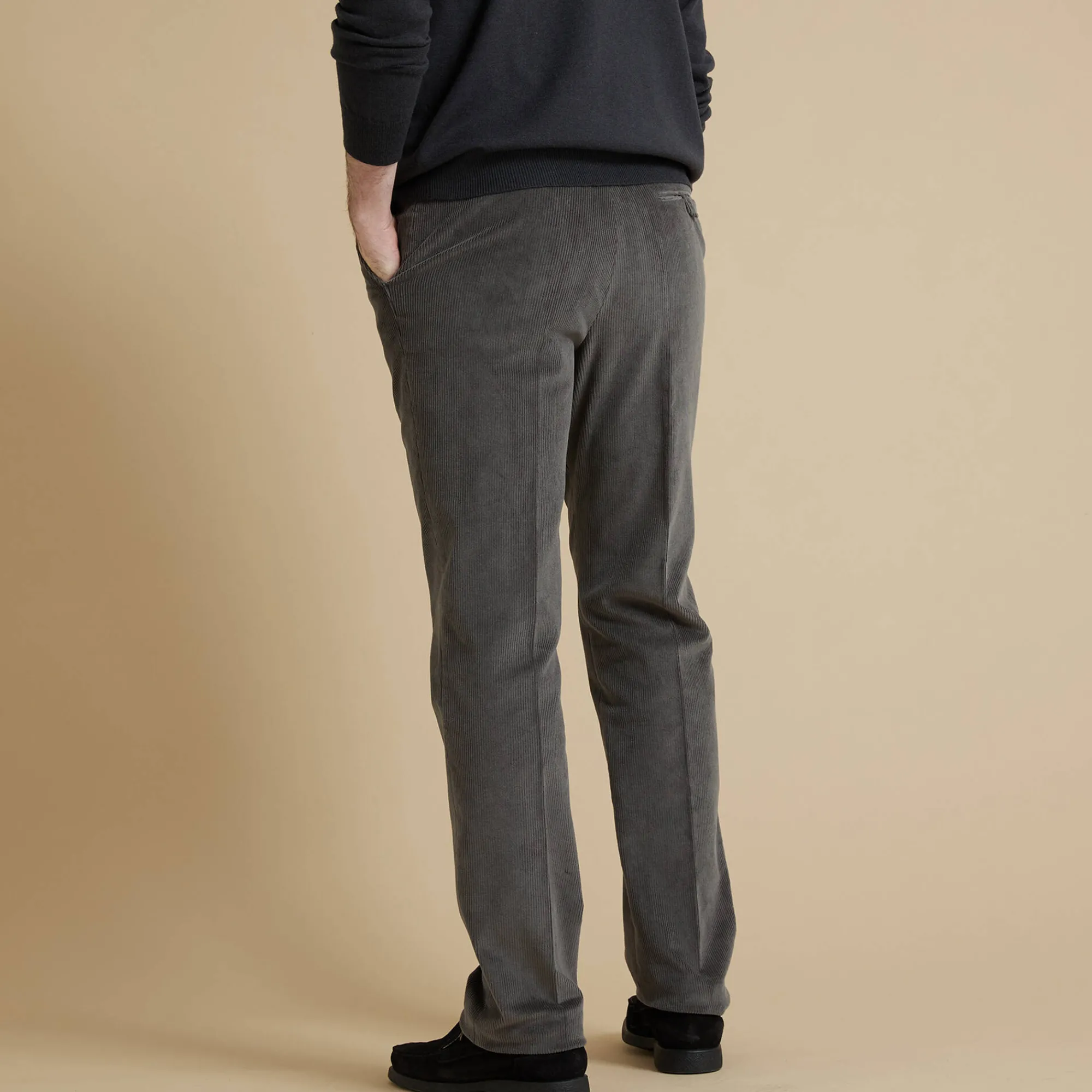 Feestoutfits Heren|Broek<Blancheporte Broek in velours met elastische taille zonder bandplooien grijs