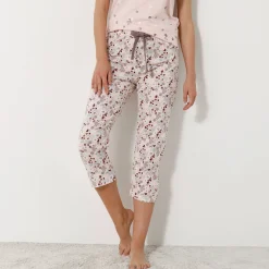 Pyjama<Blancheporte 3/4-broek met bloemenprint - katoenjersey roze
