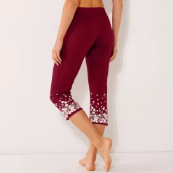 Pyjama<Blancheporte 3/4-broek met bloemenprint onderaan - katoenjersey kersenrood