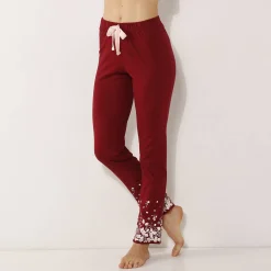 Pyjama<Blancheporte Broek met bloemenprint onderaan - katoenjersey kersenrood