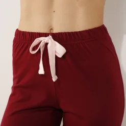 Pyjama<Blancheporte Broek met bloemenprint onderaan - katoenjersey kersenrood