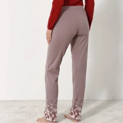 Pyjama<Blancheporte Broek met bloemenprint onderaan - katoenjersey taupe