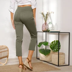 Broek<Blancheporte 3/4-broek met elastische taille kaki