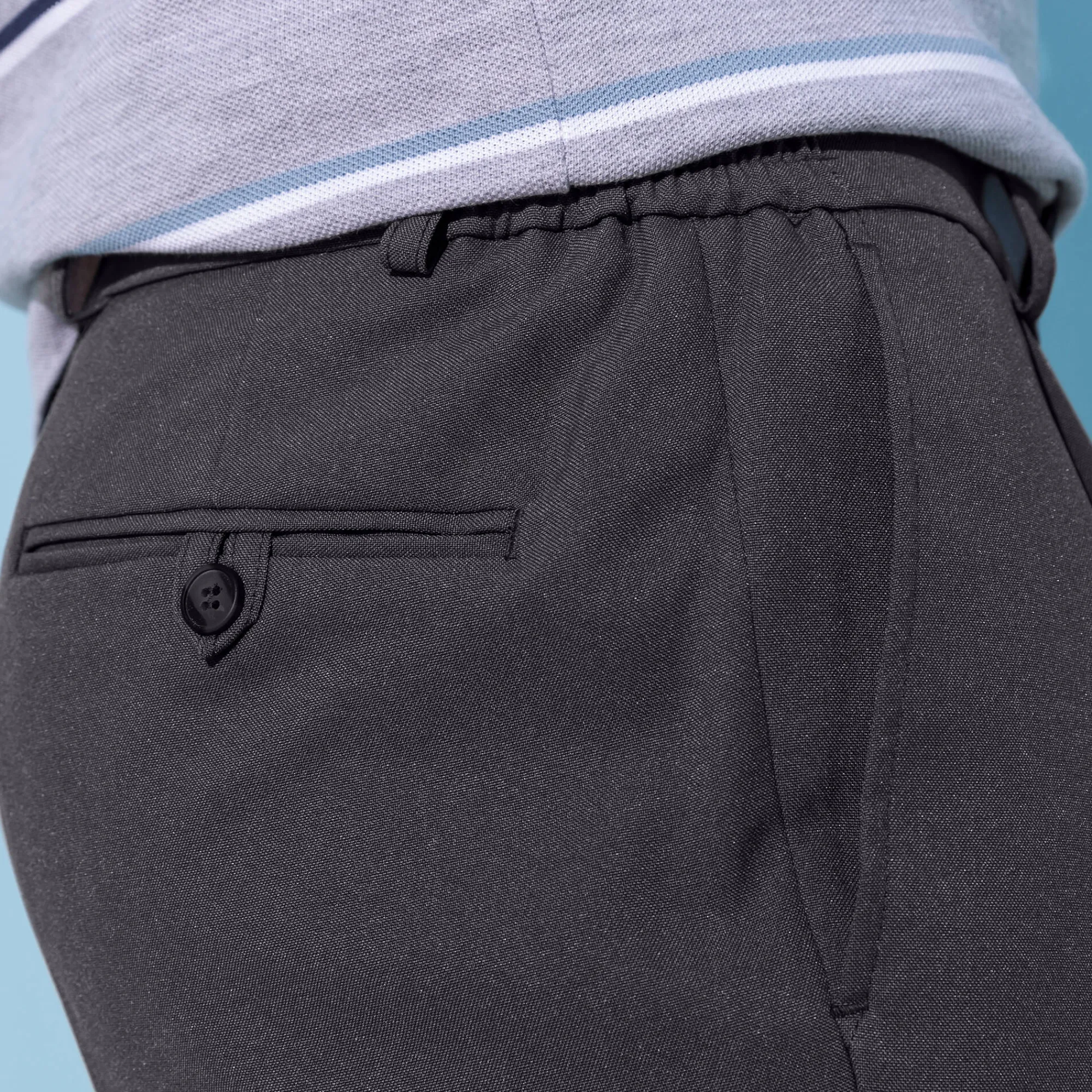 Feestoutfits Heren|Broek<Blancheporte Broek met elastische tailleband en bandplooien - polyester antracietgrijs