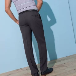 Feestoutfits Heren|Broek<Blancheporte Broek met elastische tailleband en bandplooien - polyester antracietgrijs