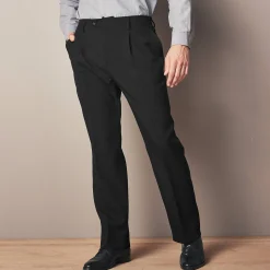 Feestoutfits Heren|Broek<Blancheporte Broek met elastische tailleband en bandplooien - polyester zwart