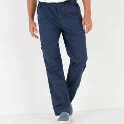 Broek<Blancheporte Broek met 3/4-elastische tailleband + bijpassende ceintuur marineblauw
