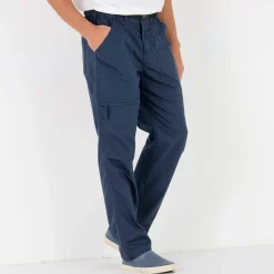 Broek<Blancheporte Broek met 3/4-elastische tailleband + bijpassende ceintuur marineblauw