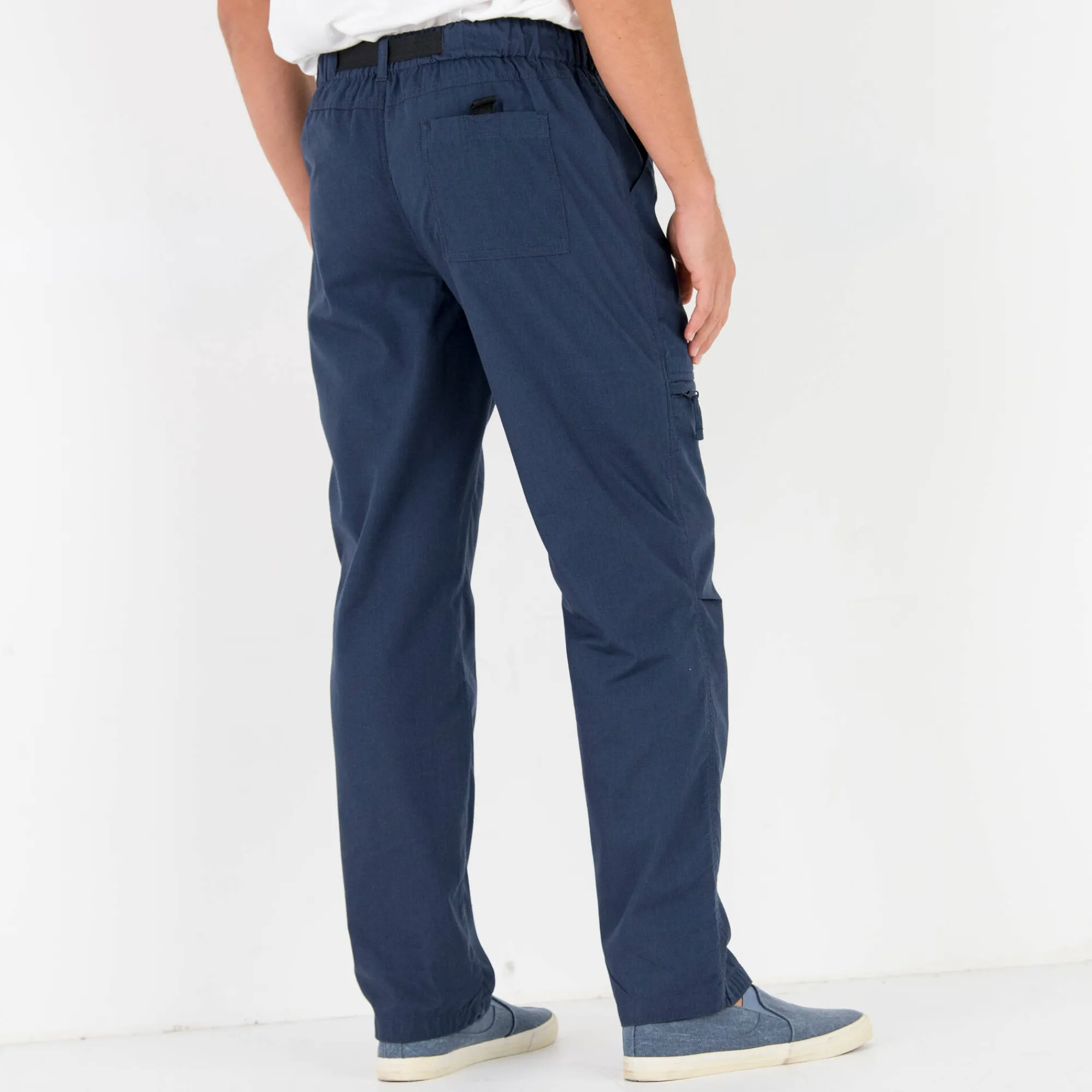 Broek<Blancheporte Broek met 3/4-elastische tailleband + bijpassende ceintuur marineblauw