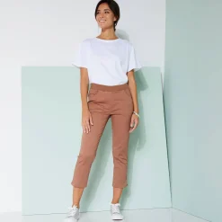 Broek<Blancheporte 3/4-broek met elastische taille koffie