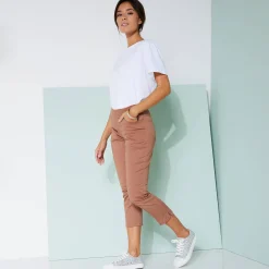 Broek<Blancheporte 3/4-broek met elastische taille koffie