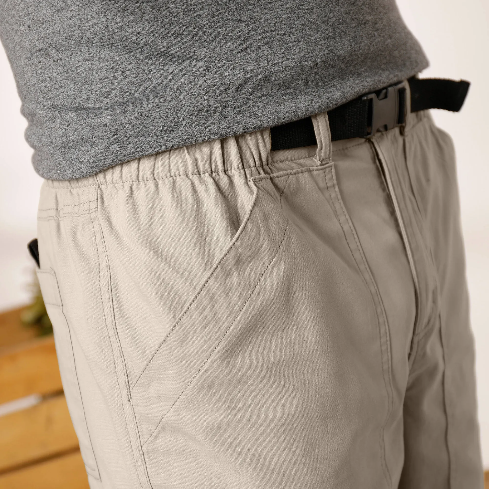 Broek<Blancheporte Broek met 3/4-elastische tailleband + bijpassende ceintuur zandkleur
