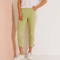 Broek<Blancheporte 3/4-broek met elastische taille lindegroen