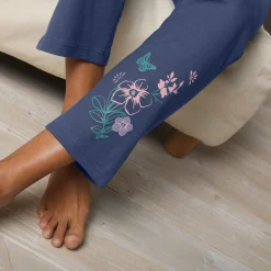Pyjama<Blancheporte Broek met geplaatste landelijke print - katoenjersey leiblauw