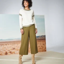 Broek<Blancheporte Broek met hoge taille, broekrokeffect kaki