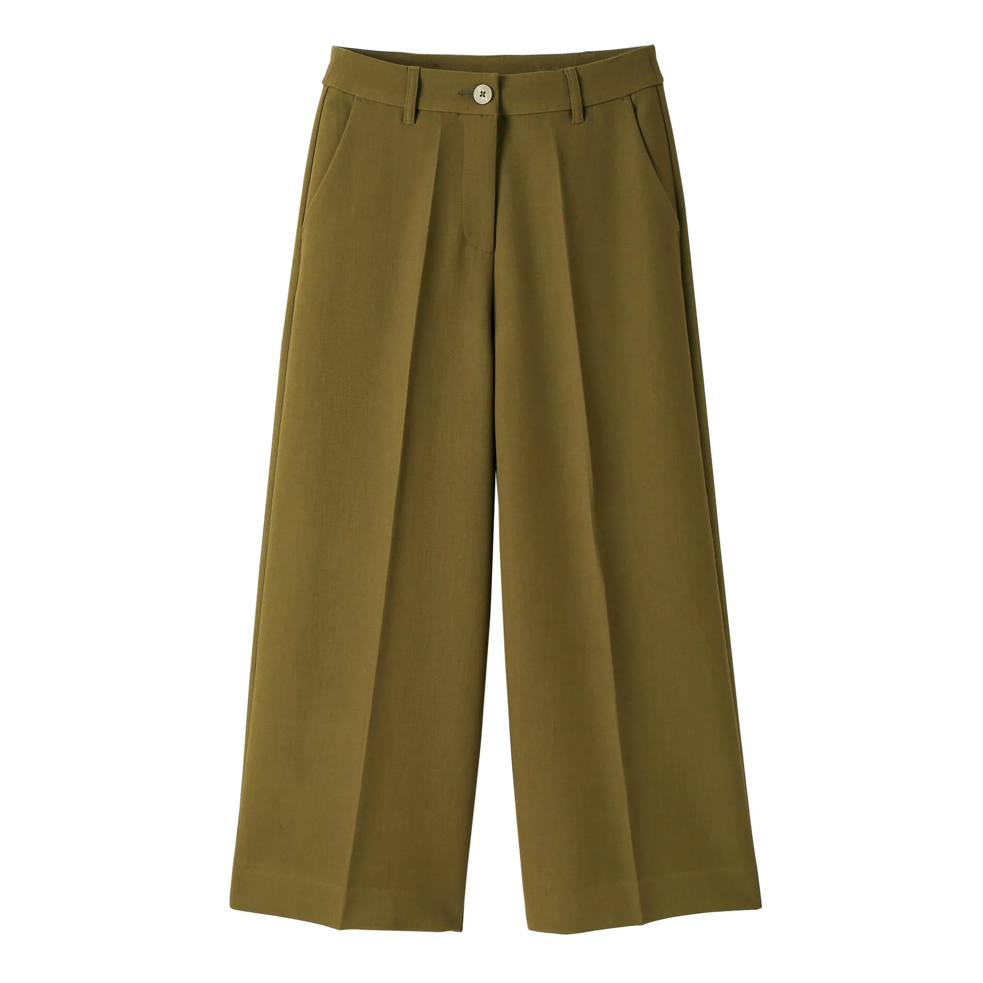 Broek<Blancheporte Broek met hoge taille, broekrokeffect kaki
